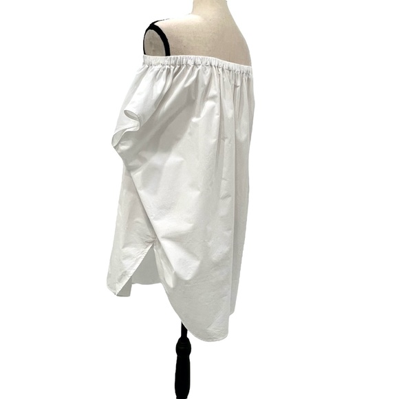 ORGANIC BY JOHN PATRICK BRIGHT WHITE COTTON POPLIN OFF THE SHOULDER TUNIC - Picture 12 of 16